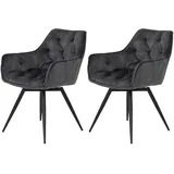Hela Armlehnstuhl Florentina Samt Anthrazit gepolstert 2er-Set