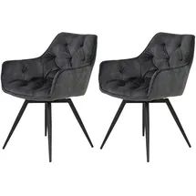 Hela Armlehnstuhl Florentina Samt Anthrazit gepolstert 2er-Set