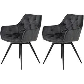 Hela Armlehnstuhl Florentina Samt Anthrazit gepolstert 2er-Set