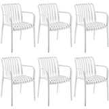 Tectake Alcudia Gartenstuhl 6 St. 6 x 6 x 6 cm weiß