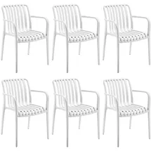 Tectake Alcudia Gartenstuhl 6 St. 6 x 6 x 6 cm weiß