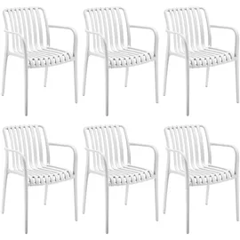 Tectake Alcudia Gartenstuhl 6 St. 6 x 6 x 6 cm weiß