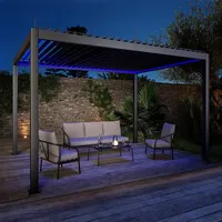 Sweeek Bioklimatische motorisierte Pergola mit Lamellendach und LED-Beleuchtung anthrazit
