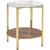 Beliani Beistelltisch, Gold, Dunkelbraun, Metall, 50x55x50 cm, Wohnzimmer, Wohnzimmertische, Beistelltische