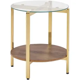 Beliani Beistelltisch, Gold, Dunkelbraun, Metall, 50x55x50 cm, Wohnzimmer, Wohnzimmertische, Beistelltische