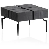 Wohnling Couchtisch WL6.980 (60x60x40 cm Mango Massivholz Quadratisch Cube), Sofatisch Kaffeetisch, Wohnzimmertisch Modern schwarz