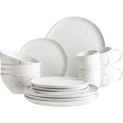 Kombiservice MÄSER "ANDORO, Kombiservice, Keramik", weiß, 16 tlg., Keramik, Geschirr-Sets, Geschirr-Set, Service