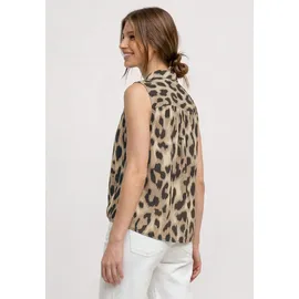 STREET ONE Blusentop mit Bowling-Kragen und Knoten Beige 34