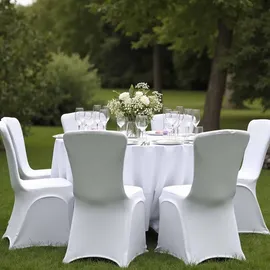 DETEX DETEX® 6er Set Stretch Hussen Weiß Hochzeit Stuhl Bezug