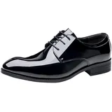 Mumuj Herren Goldene Trachtenschuhe Männer Antirutsch Atmungsaktive, Bequeme Business-Schnürschuhe für Herren im modischen Stil Men's Extra Weit Herrenschuhe Men Lederschuhe (Black, 48) - 48 EU