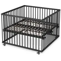 Sämann Babybett Laufgitter 100x100 cm Lattenrost Schlupfsprossen Black Premium schwarz