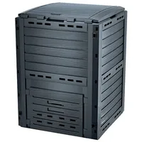 Spetebo Kunststoff Kompostierer 100 x 60 cm anthrazit - 280 Liter - Komposter mit Deckel und Entleerungs-Luke - Garten Abfall Bio Müll Kompost Behälter