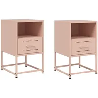 VidaXL Nachttische 2 Stk. Rosa 36x39x60,5 cm Stahl