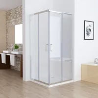 MIQU Duschkabine Eckeinstieg 80x80x185 cm Doppel Schiebetür rollen, 6mm ESG Sicherheitsglas, Schiebetüren Glas komplett Dusche Silber mit Duschwanne - Silber