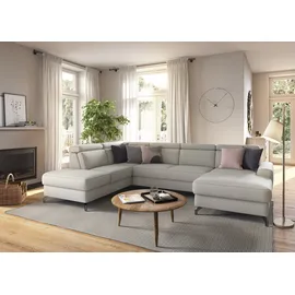 sit&more Wohnlandschaft SIT & MORE "Scarlett U-Form", beige (natur), B:333cm T:226cm, Sofas, Wohnlandschaft, inklusive Kopfteilverstellung, wahlweise mit Bettfunktion, Bettkasten