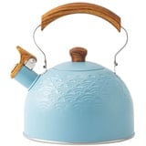 LICHENGTAI 2.5 L Wasserkessel Induktion Pfeifkessel aus Edelstahl Flötenkessel Retro Wasserkessel Teekessel Flötenkessel aus Edelstahl für Gasherd Induktionsherd Herd Wasserkocher mit Griff, Blau