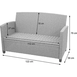 Mendler XXL Poly-Rattan Garnitur HWC-F10, Balkon-/Garten-/Lounge-Set Sitzgruppe, Sofa Sessel mit Kissen Spun Poly - grau-braun