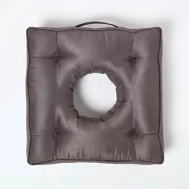 Homescapes SITZKISSEN mit Aussparung grau 50/50/10 cm – Entlastungskissen, Velours