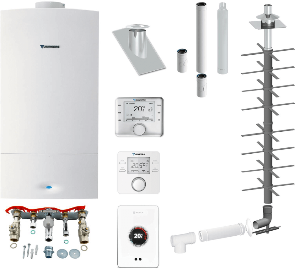 BOSCH/Junkers Gas-Brennwert-Kombitherme Cerapur ZWB 28-5 C 23, 28 kW ohne Regelung Unterputz ohne Abgassystem