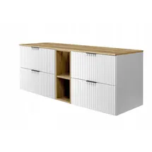 Rodan Waschbeckenunterschrank 4 Schubladen 140 x 57 x 46 cm Weiß/Gold