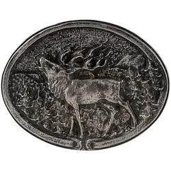 Gürtelschließe Röhrender Hirsch, altsilber