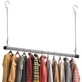 Hängender Kleiderstange Schrankstange,38-101cm Teleskopstange Einstellbare Hängender Klemmstange Kleiderschrank aus Edelstahl Ausziehbare Garderobenstange Spannstange für Garderobe/Silber
