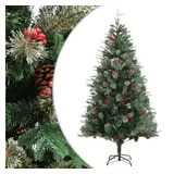 vidaXL Weihnachtsbaum mit Zapfen Grün 195 cm PVC & PE