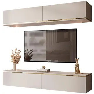 lookway Wohnwand, Kaschmir, Holzwerkstoff, Uni, Rechteckig, 180x32x40 cm, Wohnzimmer, Wohnwände, Anbauwände