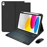 IXTRA Tastatur-Hülle für iPad 11. Generation 11 Zoll A16 2025, iPad 10. Generation 27,7 cm Tastatur, magnetische, abnehmbare Tastatur mit kabelloser Bluetooth-Maus, 7 Farben hintergrundbeleuchteter