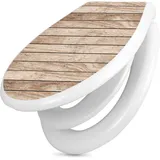banjado Familien WC Sitz mit Absenkautomatik 44,9x37,1cm - Klobrille mit Kindersitz aus hochwertigem Polypropylen - Toilettendeckel mit Kinder Toilettensitz integriert - Motiv Blasse Holzlatten