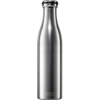 Lurch 240964 Isolierflasche/Thermoflasche für heiße und kalte Getränke aus doppelwandigem, gesandstrahltem Edelstahl 0,75l