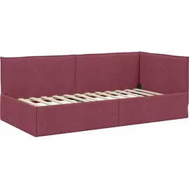 vidaXL Eckbettgestell mit Kopfteil Weinrot 100 x 200 cm Stoff