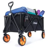 Ohuhu Bollerwagen Faltbar 145L 180kg Belastbarkeit, klappbar Strandwagen Gartenwagen Gerätewagen mit Seitentasche für All-Terrain, Kein Zusammenbau erforderlich