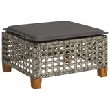 vidaXL Gartenhocker mit Kissen Grau 63,5x56x32 cm Poly Rattan