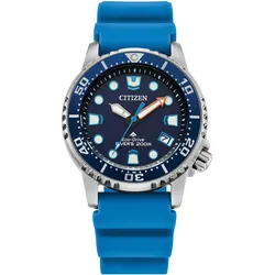 Taucheruhr CITIZEN "Promaster Eco-Drive Diver", blau, Armbanduhren, Armbanduhr, Solar, Damenuhr, analog, Tag, Batterie-Entladungsanzeige