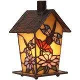 Bieye L30782 Birdhouse Tiffany-Stil Buntglas Tischlampe Nachtlicht, 17,8 cm hoch (Libelle)