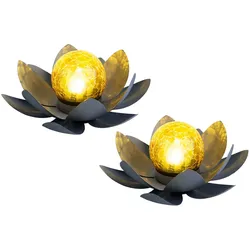 2er Set LED Solar Außen Lampen Lotus Blumen Garten Beleuchtung Seerosen Design Leuchten 25 cm