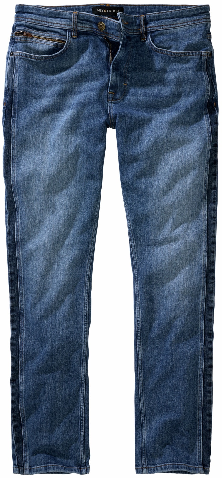 Mey & Edlich Herren Jeans-Hose Regular Tapered Blau einfarbig - 34/32