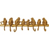 KARE Design Wandgarderobe Monkey, Gold, Garderobenleiste mit 8 Haken, Affen Motiv, 22x70x6 cm (H/B/T)