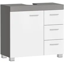 VASAGLE Waschbeckenunterschrank, Badezimmerschrank, 3 große Schubladen, 30 x 70 x 64 cm, Badschrank, 2 Fächer hinter der Tür, Badezimmer-Unterschrank mit Füßen, wolkenweiß-zementgrau BBK503T49