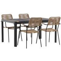 ebuy24 Togo Gartenset Tisch 90x150cm schwarz, 4 Stühle Lindos braun. - Braun