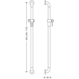 Hewi 477 Brausehalterstange 477.33.12098 600mm, signalweiß