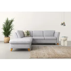Ecksofa HOME AFFAIRE "Trelleborg L-Form", silber, B:252cm H:86cm T:213cm, 100% Polyester, Sofas, Federkern-Polsterung, wahlweise mit Bettfunktion und Stauraum