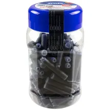 Stylex 43821 - Tintenpatronen in praktischer Aufbewahrungsbox, königsblau, Standard-Tintenpatronen, 100 Stück