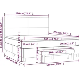vidaXL Boxspringbett 180 x 200 cm Blau