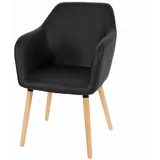 Esszimmerstuhl Malmö T381, Retro 50er Jahre Design Kunstleder, schwarz, Stuhl