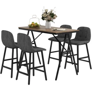 Homcom Bartisch-Set, Dunkelgrau, Kunststoff, 60x91x120 cm, Esszimmer, Barmöbel, Barschränke - Theken