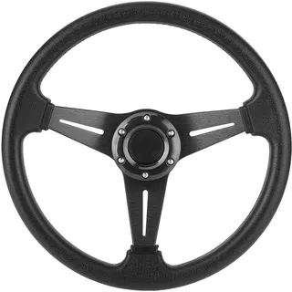 14-Zoll-Rennlenkrad, Drifting Deep Dish Rennlenkrad PU-Leder-Gaming-Lenkrad mit Hupenknopf, Universelles Sportlenkrad-Automodifiziertes Zubehör (Schwarz)