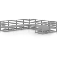 vidaXL Garten-Lounge-Set 8-tlg. Massivholz Kiefer grau