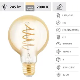 EGLO LED Retro Birne G80 4W E27 245 lm warmweiß